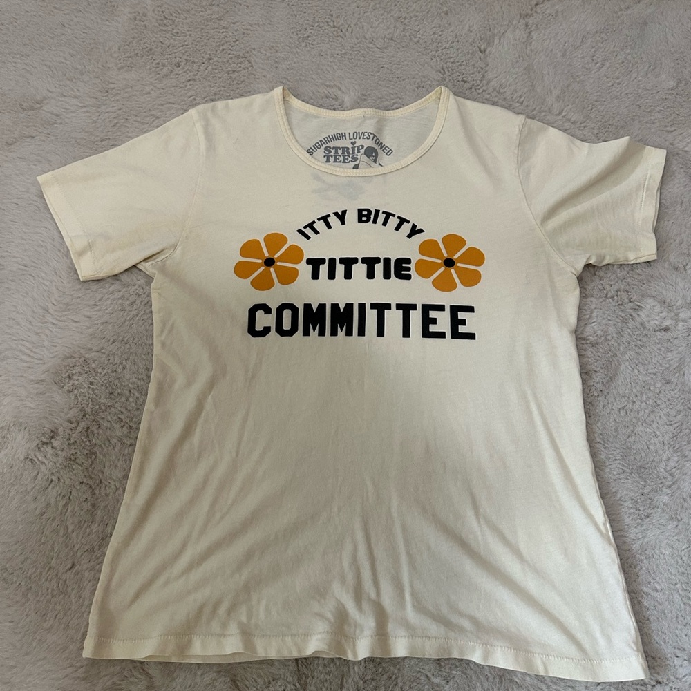 Cream Graphic Tee - Itty Bitty Tittie Committee